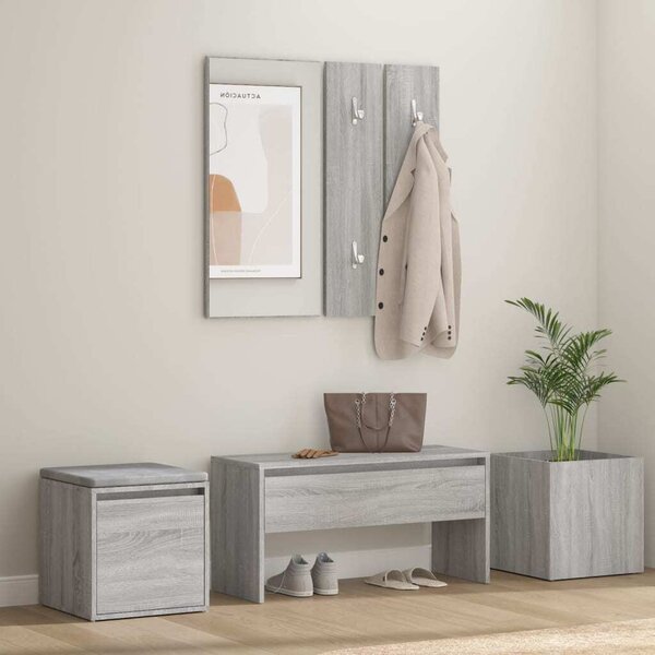 The Living Store Set di mobili per corridoio in legno grigio Sonoma