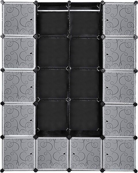 Aopunly 20 scatole sistema di scaffalatura fai da te armadio guardaroba scaffale 142x37x180cm bianco e nero