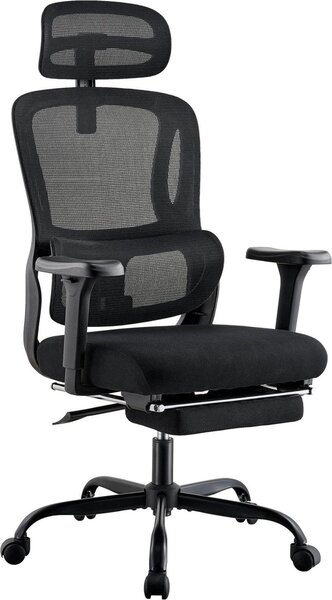 Sedia da ufficio ergonomica - sedia da ufficio - poggiatesta e supporto lombare regolabile - adatta alla schiena