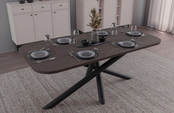 Tavolo da pranzo Oslo, dimensioni 185x90 cm, ideale per soggiorno o sala da pranzo, design moderno. Disponibile nei seguenti colori: Wisconsin (noce), Artisan (rovere), Lindberg (rovere), Portland (frassino nero)