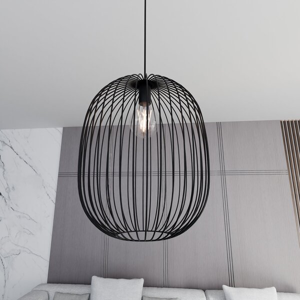 Sospensione Minimal Onyx 1 Luce In Acciaio Nero