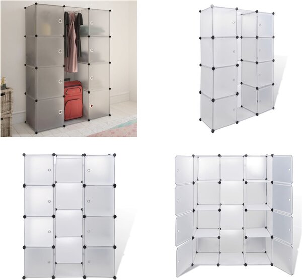VidaXL Armadio modulare a 9 scomparti 37x115x150 cm Bianco - Armadio modulare - Armadi modulari - Porta abiti - Portascarpe
