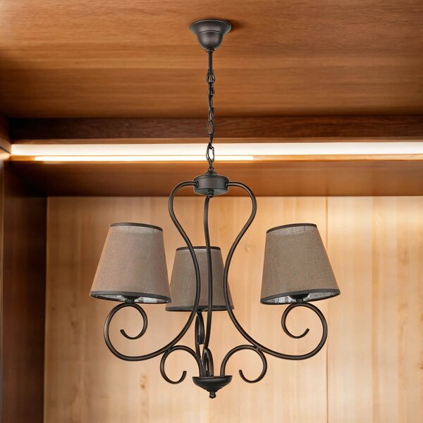 Lampadario con paralume a 3 bracci casa di campagna rustico E27 luce a sospensione tavolo da pranzo soggiorno