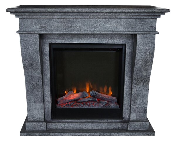 Caminetto elettrico Xaralyn - Kreta ELE-SBU - pietra naturale nera - 1500 Watt di riscaldamento - con telecomando - caminetto da incasso incluso - caminetto decorativo
