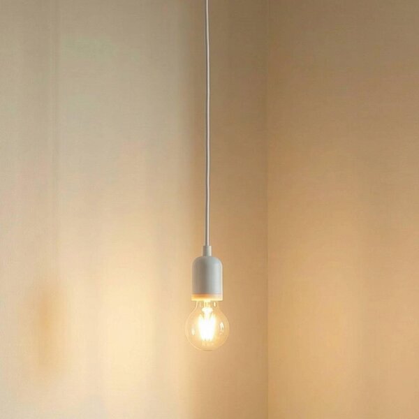 Lampada a sospensione Lindby Hattie, attacco E27, bianca, Ø 4,7 cm