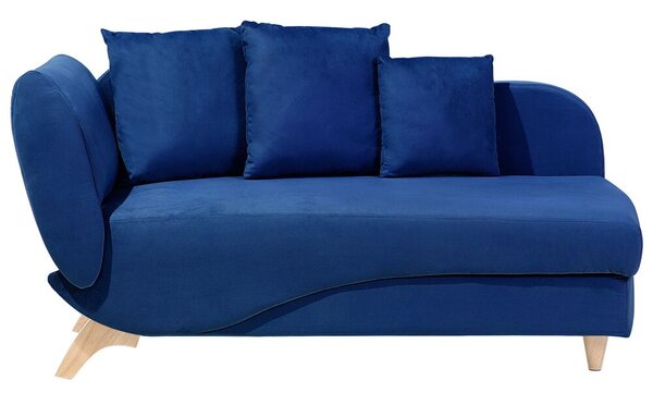 Chaise longue versione sinistra in velluto blu con contenitore stile moderno contemporaneo soggiorno Beliani
