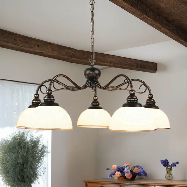 Lampada a sospensione marrone antico 3 luci soggiorno sala da pranzo Art Nouveau accogliente DELMARE sospensione
