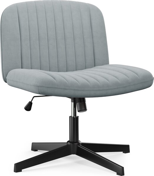 Sedia da ufficio senza braccioli - Sedia da scrivania con rivestimento in tessuto - Sedia da lettura con ampio cuscino per sedersi a gambe incrociate - Funzione dondolo - Altezza regolabile - Sedia girevole a 360° per la casa - Grigio