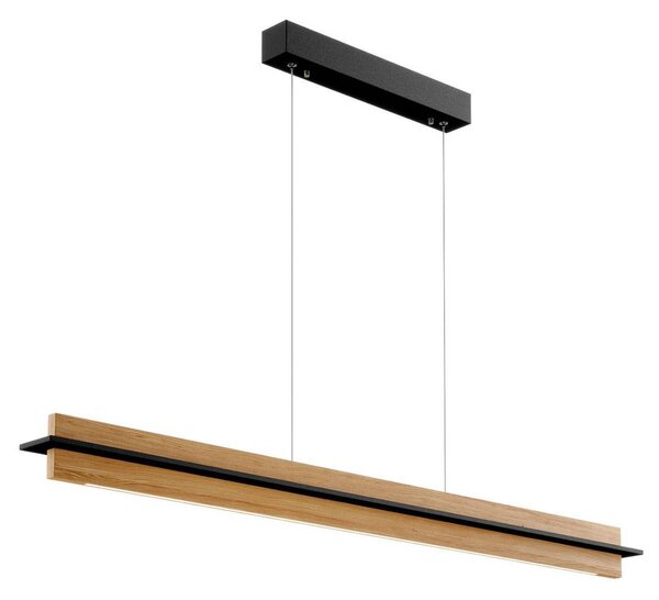 Quitani Lampada a sospensione LED Lexa, rovere/nero, lunghezza 118 cm
