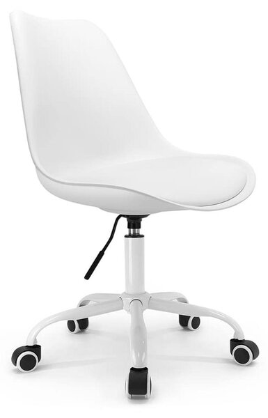 Sedia da ufficio girevole - Stile scandinavo - Regolabile in altezza - Bianco - Altezza seduta 45-58 cm