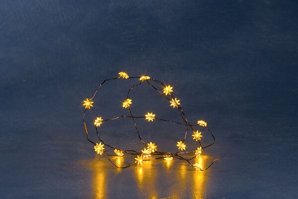 Catena luminosa decorativa a LED, stelle, luce lampeggiante, 20 diodi gialli, a batteria, per interni, 2 x AA 1,5V (escl.) 1269-000