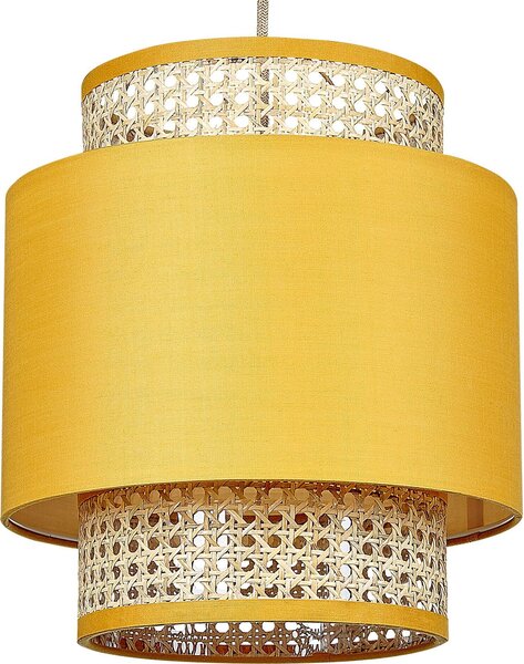 BELIANI Lampada a sospensione in tessuto di rattan giallo naturale paralume boho illuminazione a soffitto