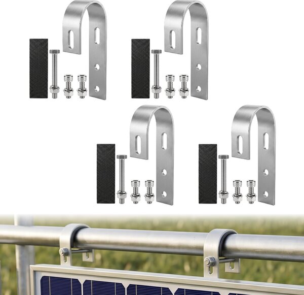 4 ganci in acciaio inossidabile per pannelli solari, senza necessità di foratura, supporto universale per moduli fotovoltaici