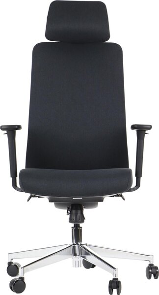 Sedia da ufficio girevole ergonomica XELO/F, base cromata, braccioli regolabili, seduta scorrevole (avanti-indietro), nero