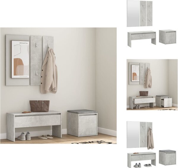 VidaXL Set di mobili per corridoio in cemento grigio materiale a base di legno - Armadi