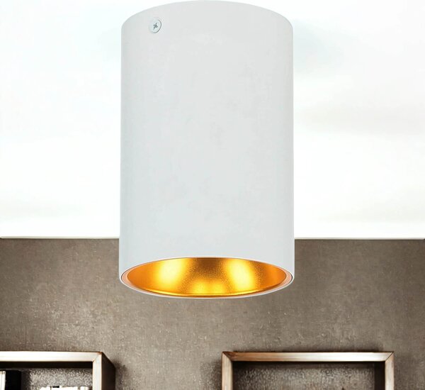 Faretto da soffitto a superficie Ø 9,5 cm H: 12,5 cm piccolo in metallo bianco rame-oro GU10 moderna lampada da soffitto faretto da soffitto