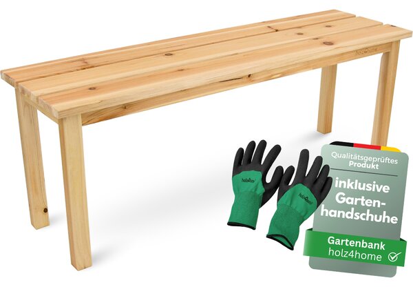 Holz4home® Panchina da giardino in legno naturale chiaro I Panchina piccola senza schienale I Panchina da parco a 2-3 posti per terrazza, giardino e balcone I Per bambini e adulti