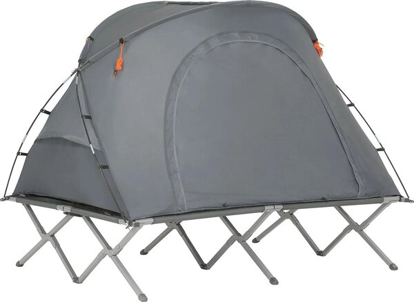 Set da campeggio, tenda e lettino da campeggio integrati, leggero e portatile, GRIGIO, 194x157x145cm