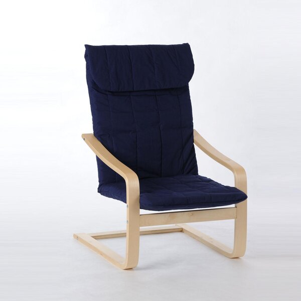 Poltrona reclinabile Siesta con struttura in legno lamellare di betulla e rivestimento blu