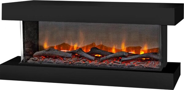 Caminetto elettrico da parete Xaralyn - Disegno 90SB - legno nero - 1400 Watt di riscaldamento - con telecomando - caminetto elettrico a 3 lati - caminetto decorativo