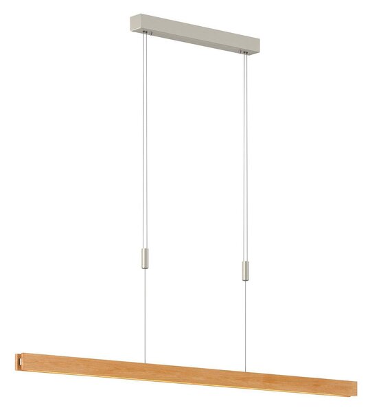 Quitani Lampada a sospensione LED Alin, lunghezza 138 cm, rovere naturale