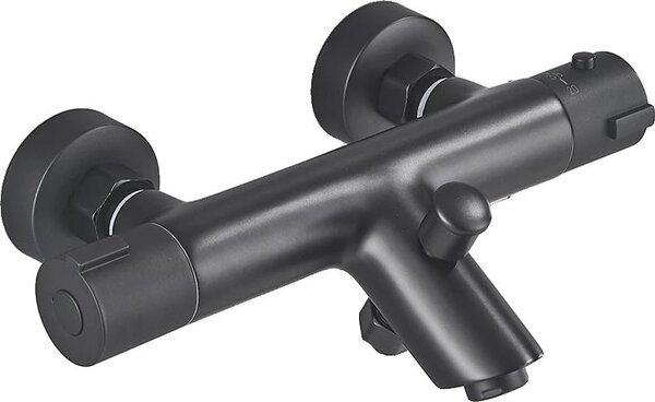 Miscelatore doccia, controllo termostatico, bocca lunga, nero HW1