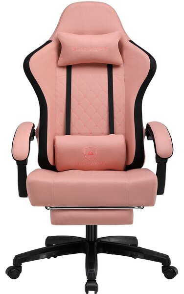 LUCKRACER Sedia da gioco con poggiapiedi Sedia da ufficio ergonomica con cuscino lombare regolabile, sedia da gioco con poggiatesta, altezza regolabile arancione