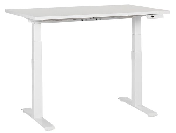 BELIANI Scrivania regolabile in altezza piano bianco con struttura in acciaio 120 x 72 cm regolazione elettrica in altezza ufficio moderno