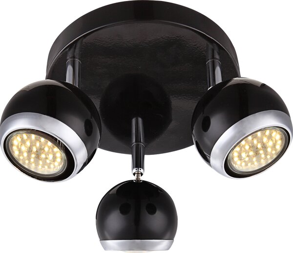 Lampada da soffitto Globo Oman, cromata, con 3 attacchi GU10; codice prodotto: 57884-3