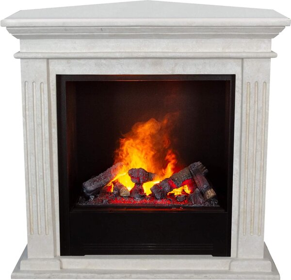Caminetto a vapore acqueo Xaralyn - Cadiz-Corner EC6 - pietra naturale bianca - con telecomando - caminetto elettrico Opti-Myst - caminetto da incasso incluso - caminetto decorativo - caminetto ad angolo