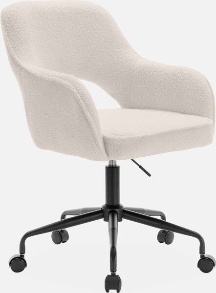 Sedia da ufficio bouclé con rotelle, Bianco