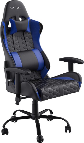 Trust Gaming GXT 708B Resto Gaming Chair, girevole a 360°, sedia da ufficio con cuscino rimovibile, sedia regolabile in altezza per computer, sedia bloccabile - Blu