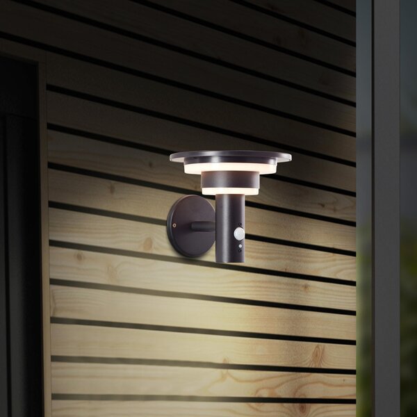 Lampada da parete per esterni a LED, solare, rilevatore di movimento, 19 x 21 x 21 cm, 3W, 430lm