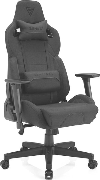 Sedia da gaming SENSE7 Sentinel - Sedia da ufficio ergonomica con braccioli 3D, inclinazione a 160°, funzione di oscillazione, imbottitura HDE™, pistone a gas, fino a 150 kg, nera