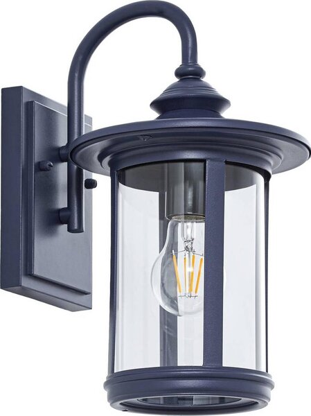 Lindby Lampada da parete Zayn, blu, vetro, altezza 33 cm, IP23