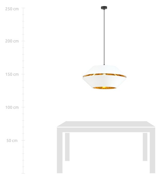 Sospensione Contemporanea 1 Luce Piano In Metallo Bianco E Oro