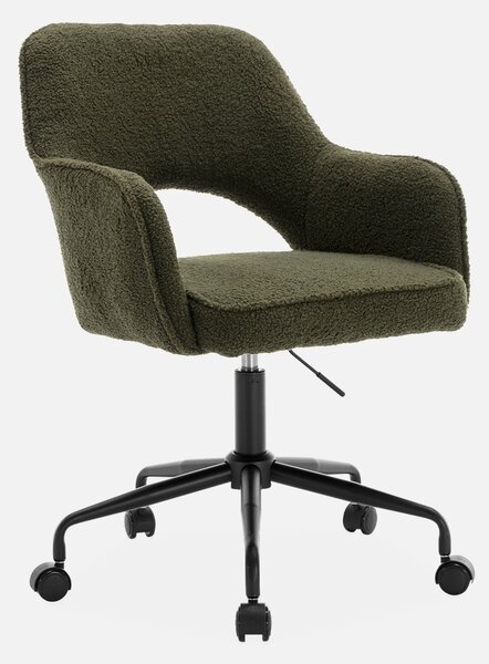 Sedia da ufficio bouclé con rotelle, Cachi scuro