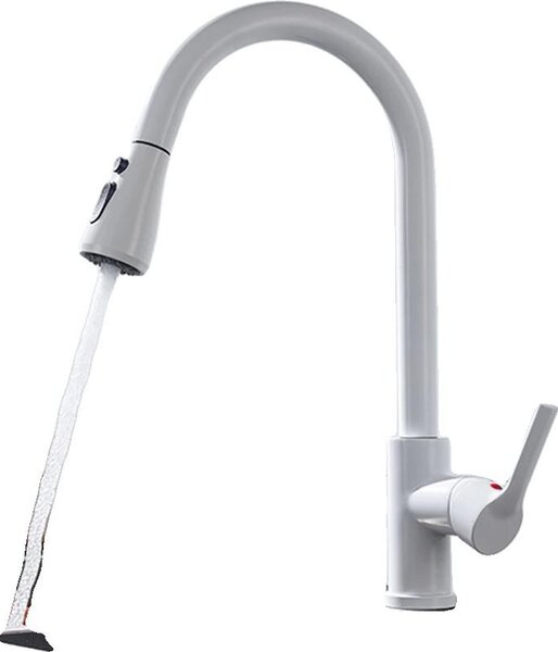Miscelatore da cucina, funzione spray estraibile, design contemporaneo, CF04043WHWM Bianco