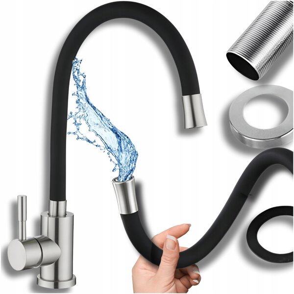 OMNA | Miscelatore da cucina - Flessibile - Acciaio inox nero - Alta qualità e modernità