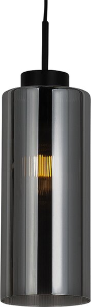 Qazqa Smart LED: lampada a sospensione moderna e minimalista - Laura - Nero con vetro fumé, rotonda, 2700K - 6500K, dimmerabile, 12 cm, ideale come lampada per il corridoio, la cucina o la camera da letto