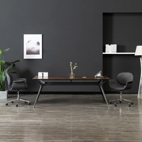 The Living Store Sedia da ufficio girevole in tessuto grigio