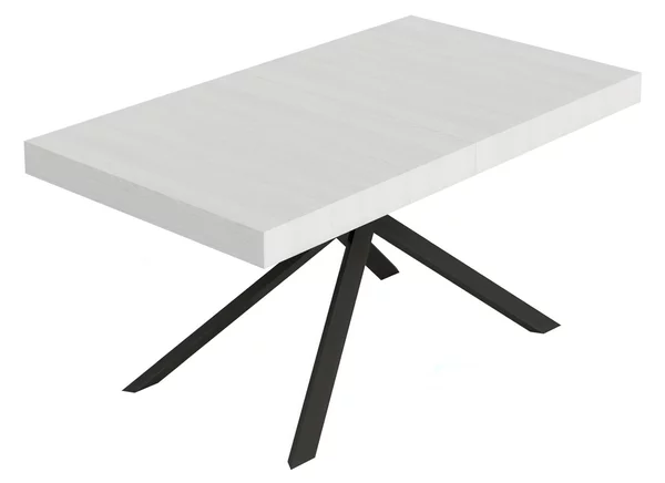 Tavolo Allungabile 160 cm con 5 allunghe NIKET Dimensioni 90x160xh77 cm estensibile fino a 420 cm Allunghe da 52 cm, gambe Antracite Tavolo colore Bianco Frassino