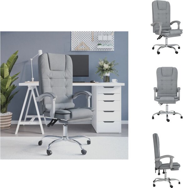 VidaXL Sedia da ufficio con funzione massaggio in tessuto grigio chiaro - Sedie da ufficio