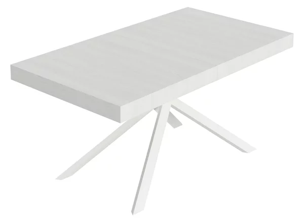 Tavolo Allungabile 160 cm con 5 allunghe NIKET Dimensioni 90x160xh77 cm estensibile fino a 420 cm Allunghe da 52 cm, gambe Bianche Tavolo colore Bianco Frassino