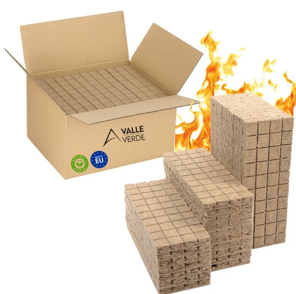 Set di avviamento per camino Valle Verde 2400 cubetti, avviamento a legna, avviamento per barbecue, avviamento rapido, avviamento per stufa, avviamento a carbone, avviamento al fuoco, lana di legna, barbecue