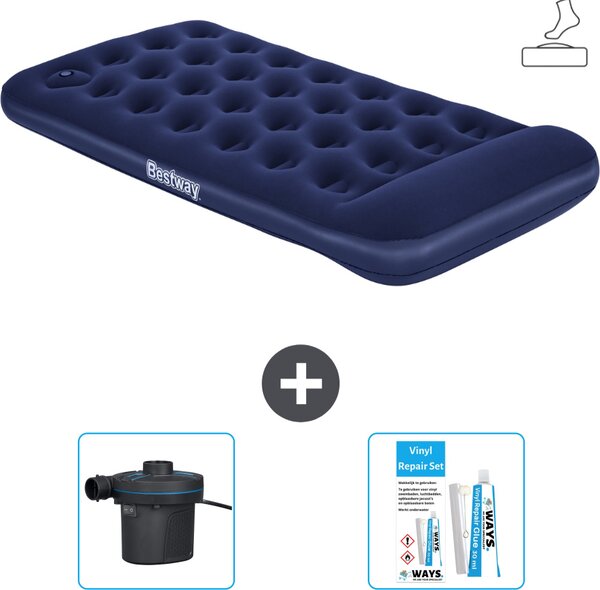 Materasso gonfiabile Bestway - 1 persona - 99 x 188 x 28 cm - Blu - Accessori inclusi