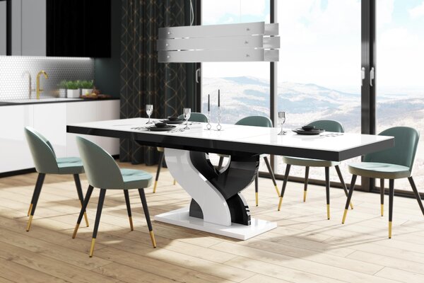 Tavolo da pranzo di design HEB-111, lucido, allungabile da 160 a 256 cm