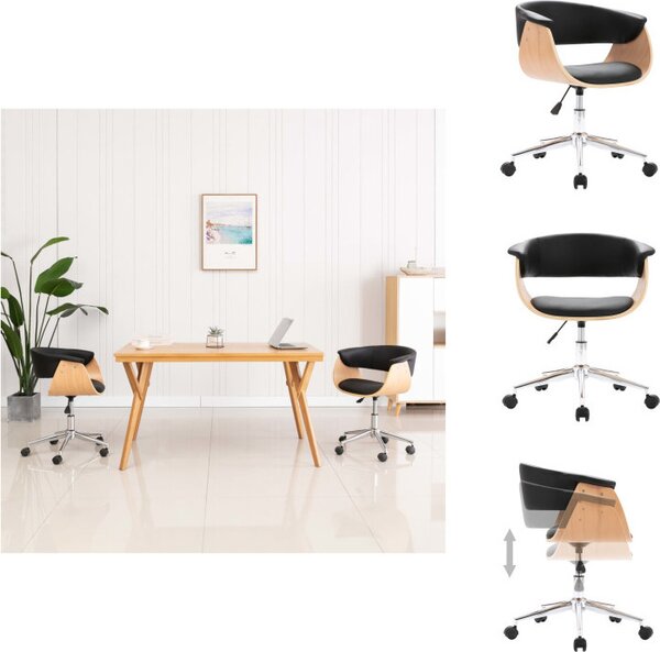 VidaXL Sedia da ufficio girevole in legno curvato nero e Pelle finta - Sedie da ufficio