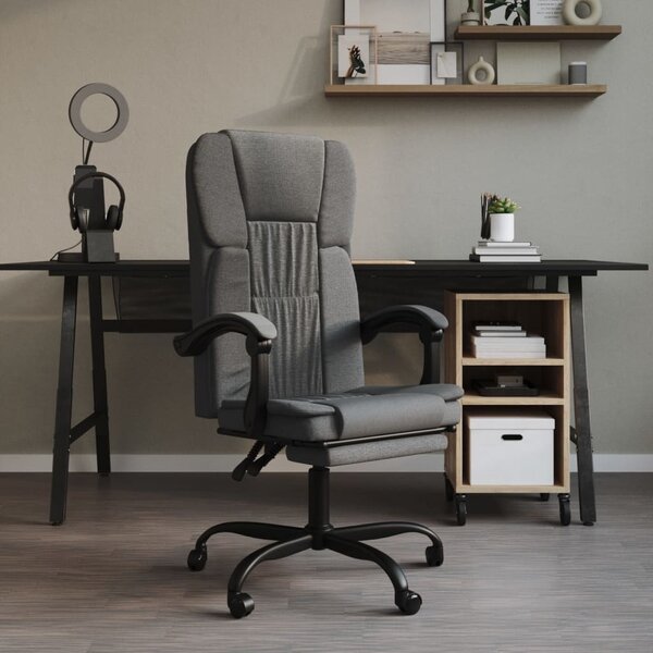 The Living Store Sedia da ufficio con funzione reclinabile in tessuto grigio scuro