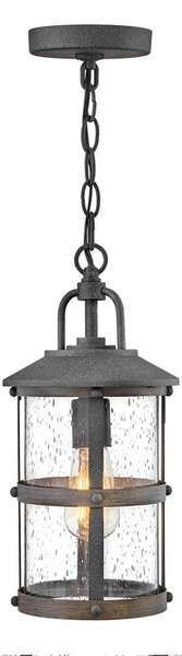 Elstead Lakehouse Lampada da esterno a sospensione E27 38 cm, effetto invecchiato e grigio legno galleggiante, trasparente con bolle d'aria, IP44